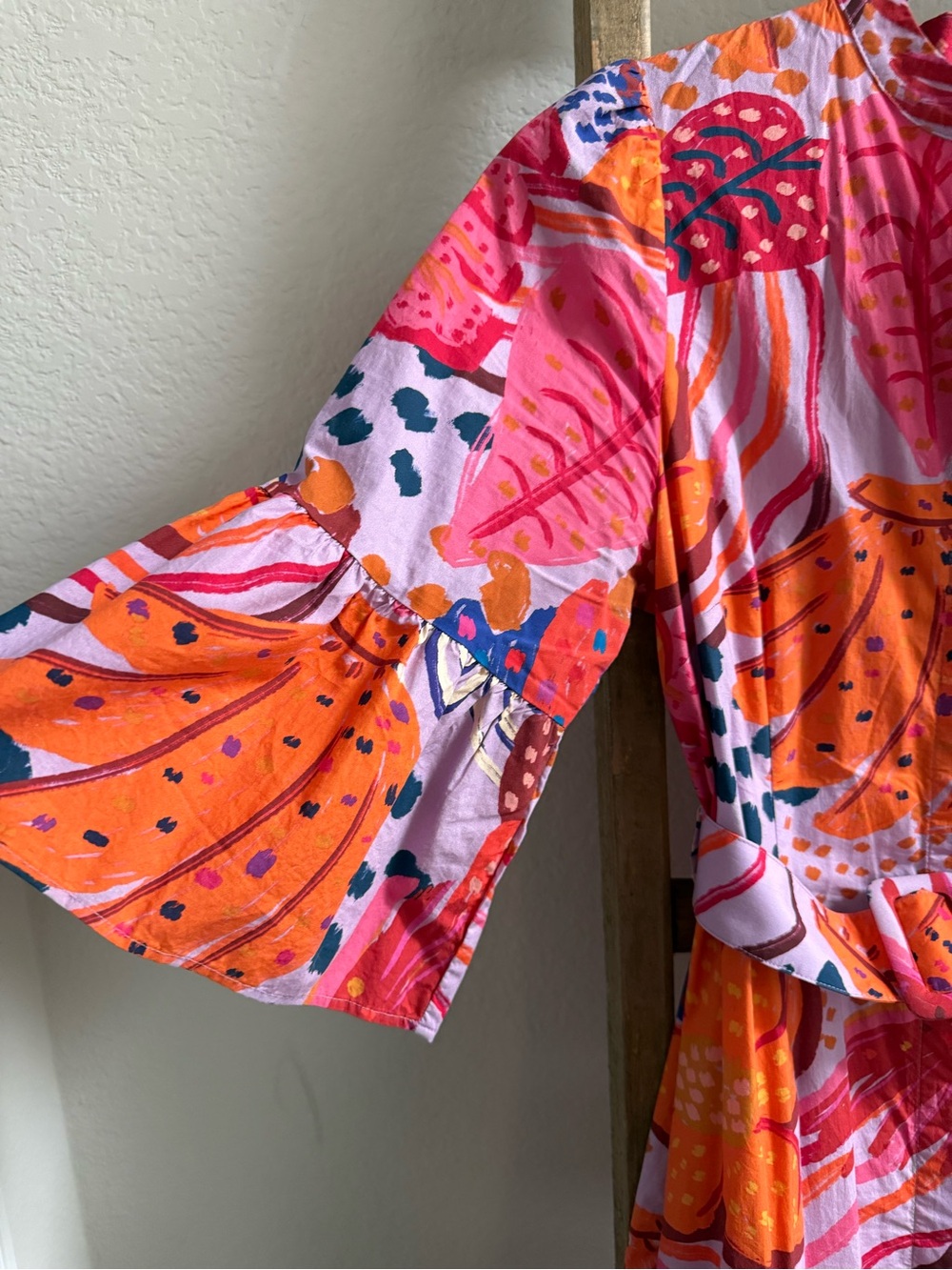 FARM Rio Pink & Orange Floral Tiered Midi Dress - Picture 6 of 7